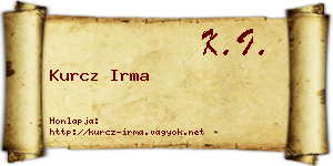 Kurcz Irma névjegykártya